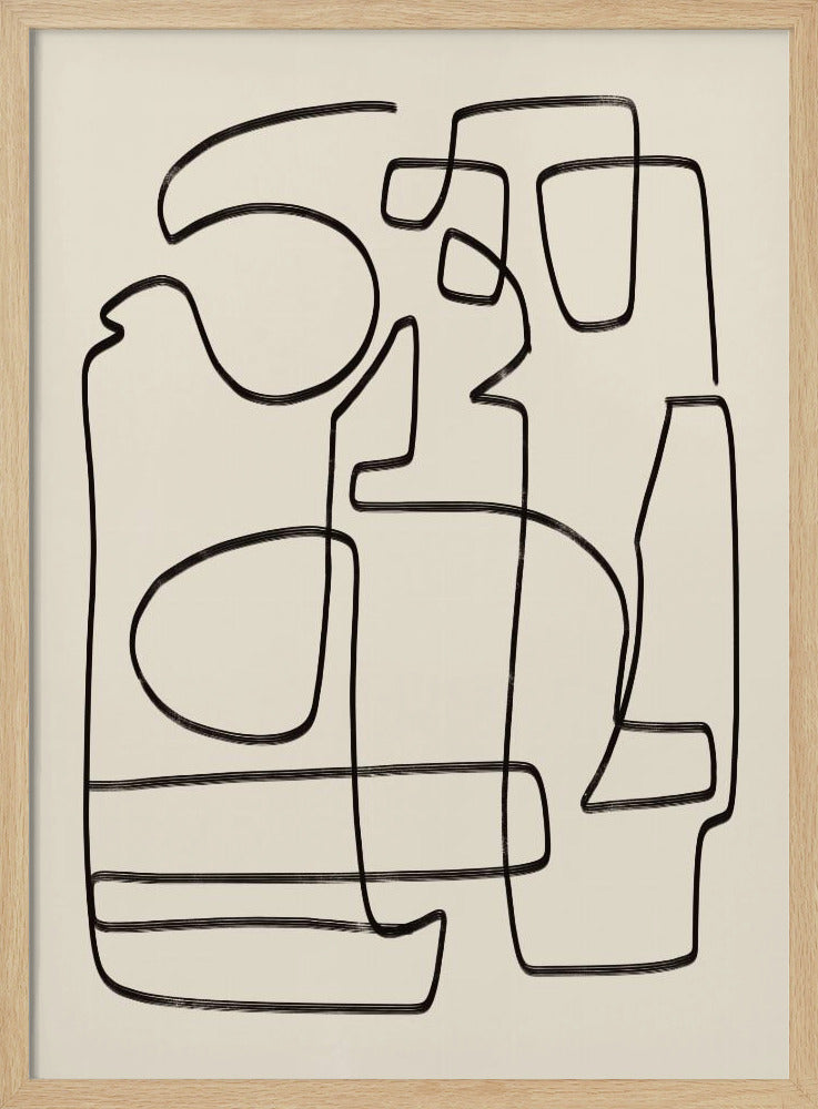 Warm Abstract Line Art Study | Poster