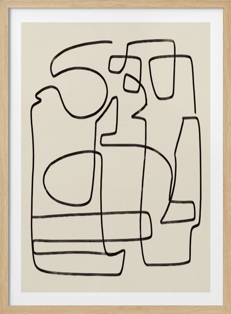 Warm Abstract Line Art Study | Poster