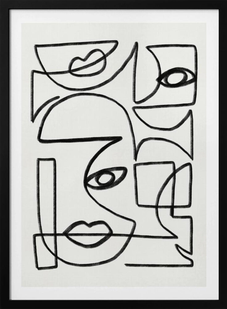 Abstract Line Art Faces | Poster