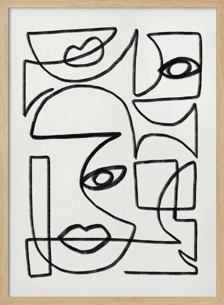 Abstract Line Art Faces | Poster