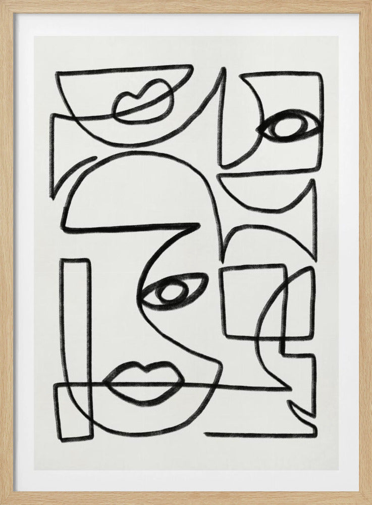 Abstract Line Art Faces | Poster