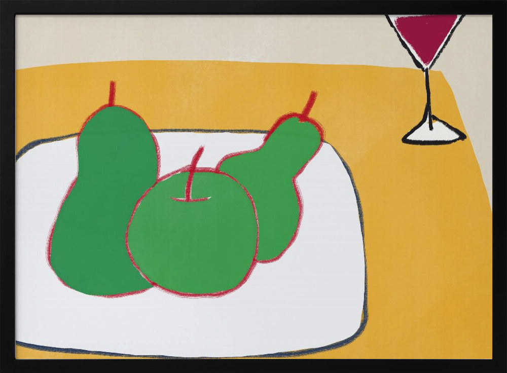 Green pears on the table | Poster