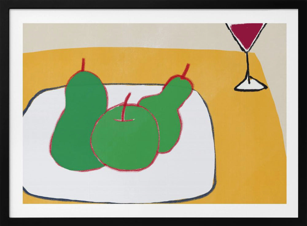 Green pears on the table | Poster