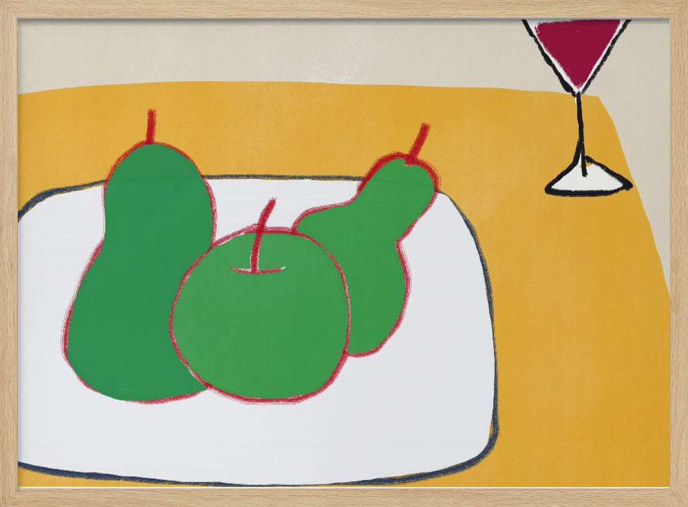 Green pears on the table | Poster