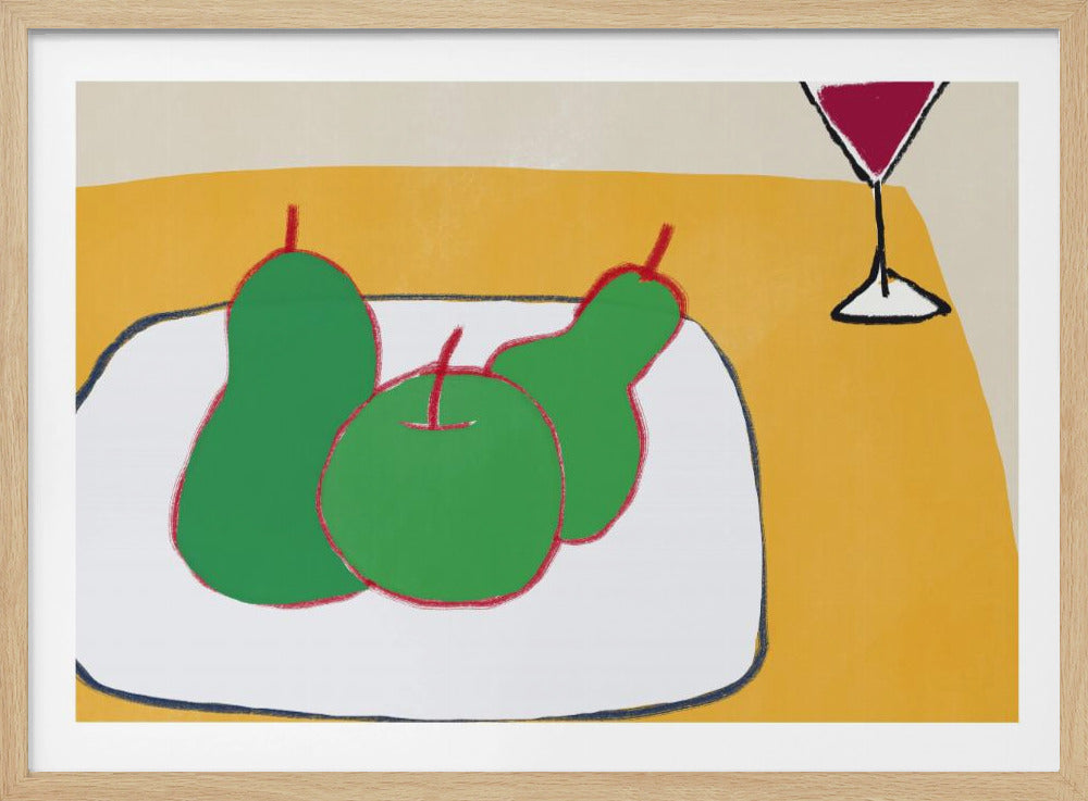 Green pears on the table | Poster