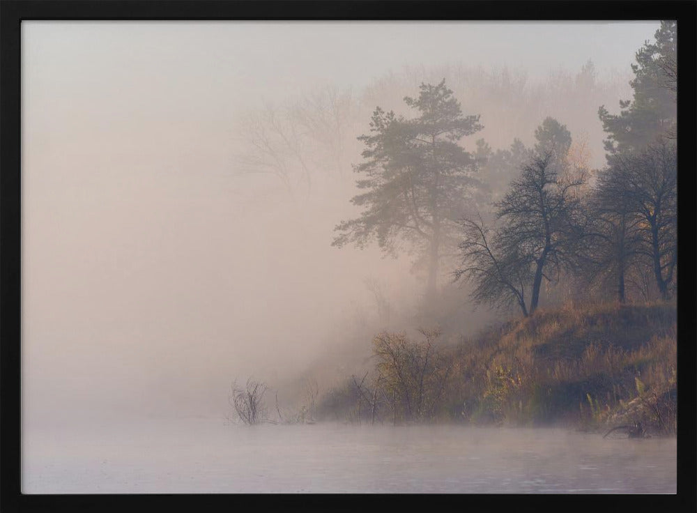 Foggy autumn morning on the river | Poster