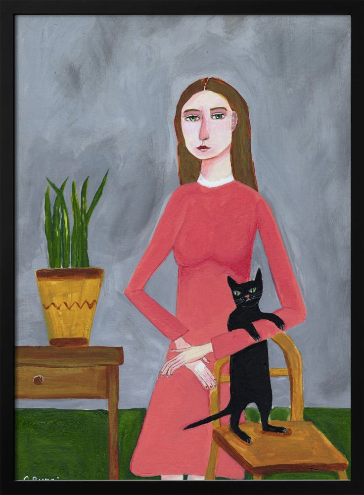 Cat Lady with Black Cat | Poster