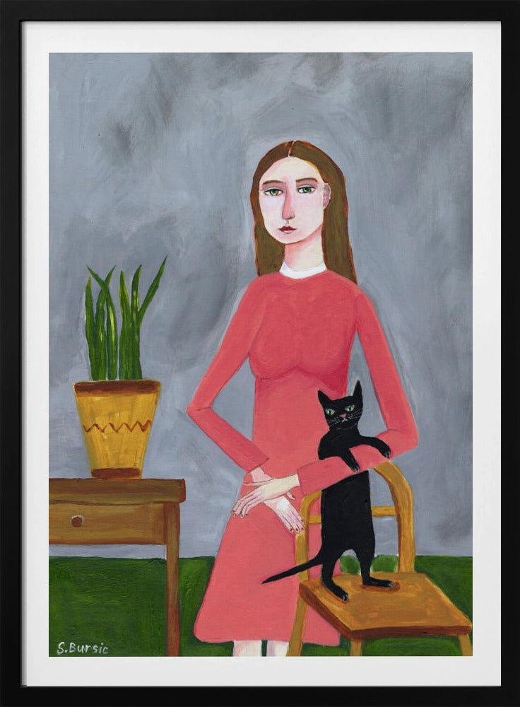 Cat Lady with Black Cat | Poster