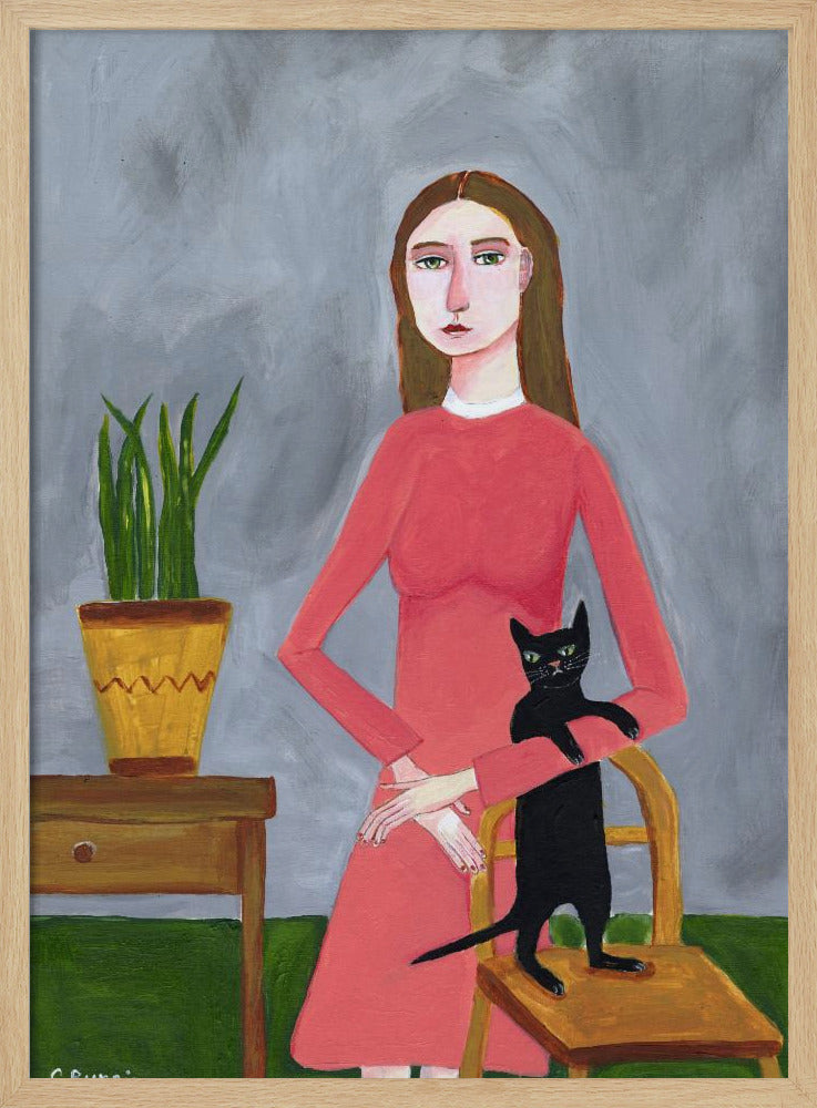 Cat Lady with Black Cat | Poster