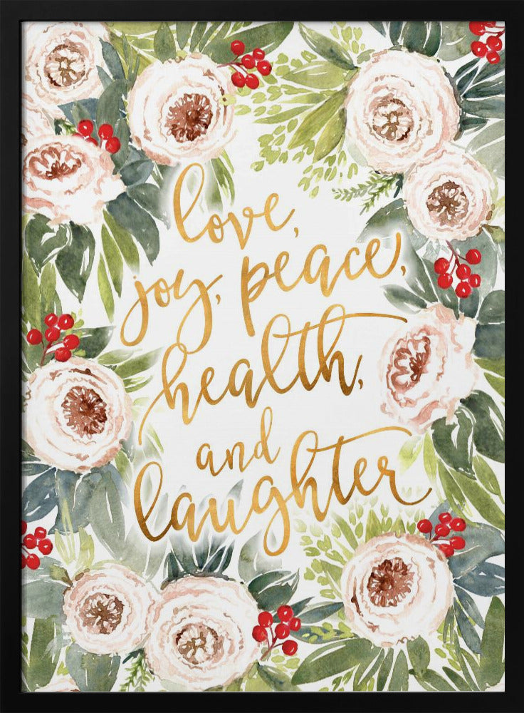 Holiday wishes with roses and berries | Poster