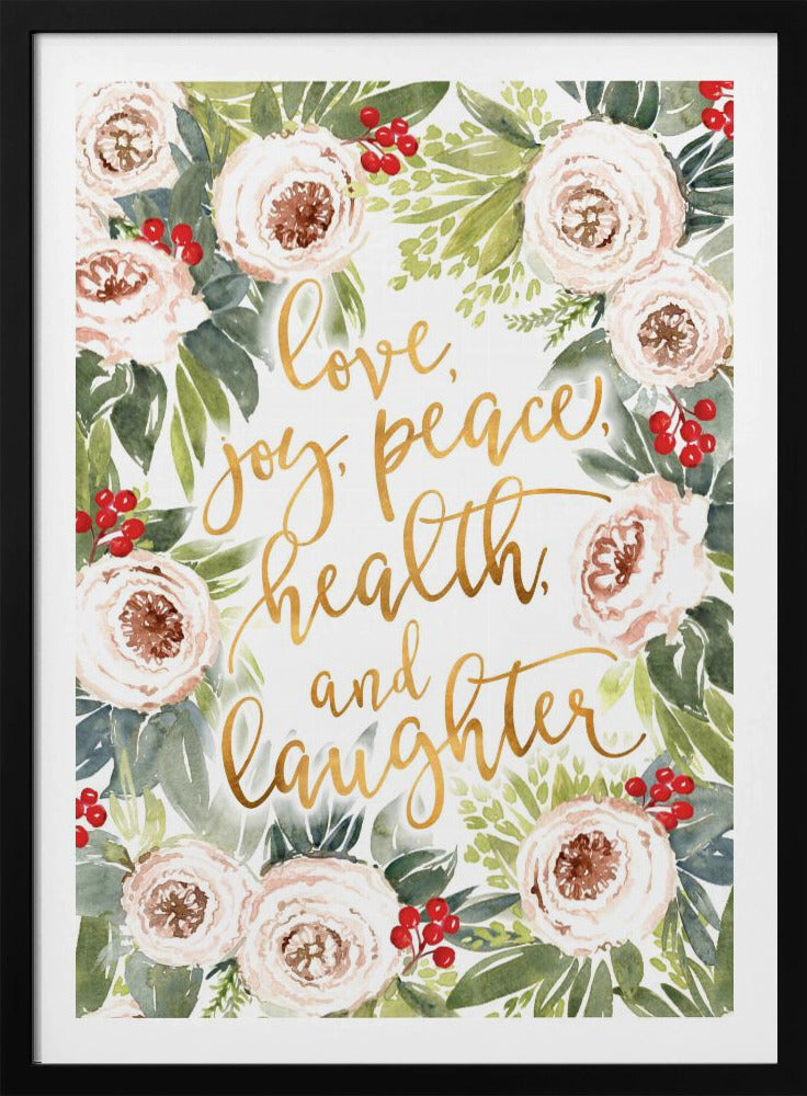Holiday wishes with roses and berries | Poster