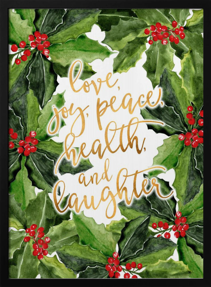 Holly floral art with holiday wishes | Poster
