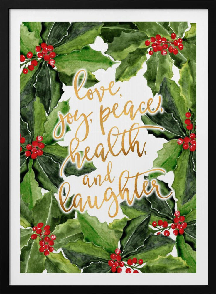 Holly floral art with holiday wishes | Poster