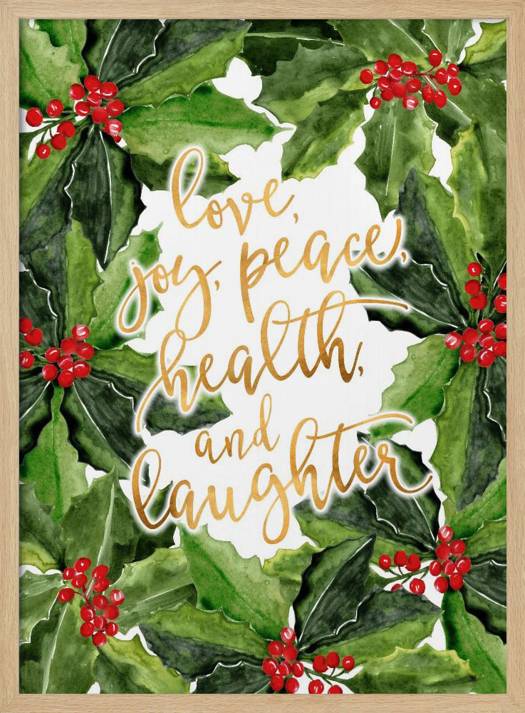 Holly floral art with holiday wishes | Poster