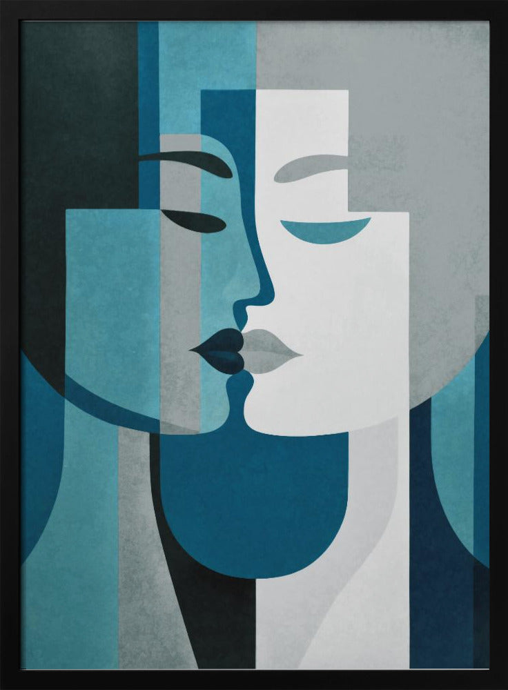 Kiss Me Teal Grey | Poster