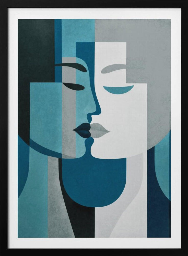 Kiss Me Teal Grey | Poster
