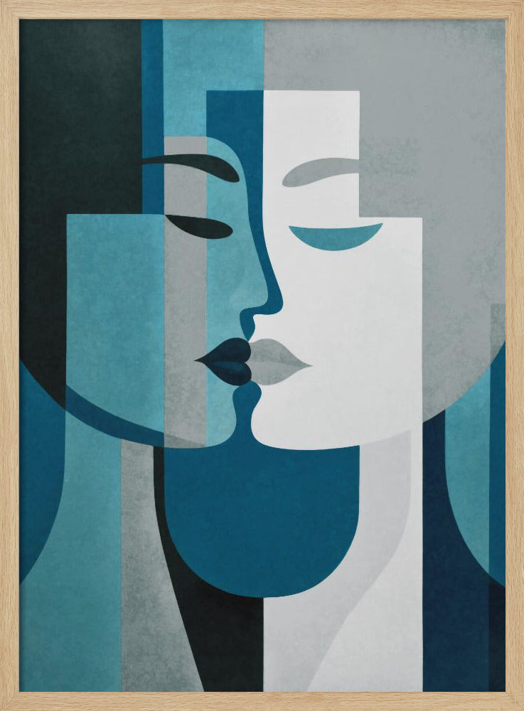 Kiss Me Teal Grey | Poster