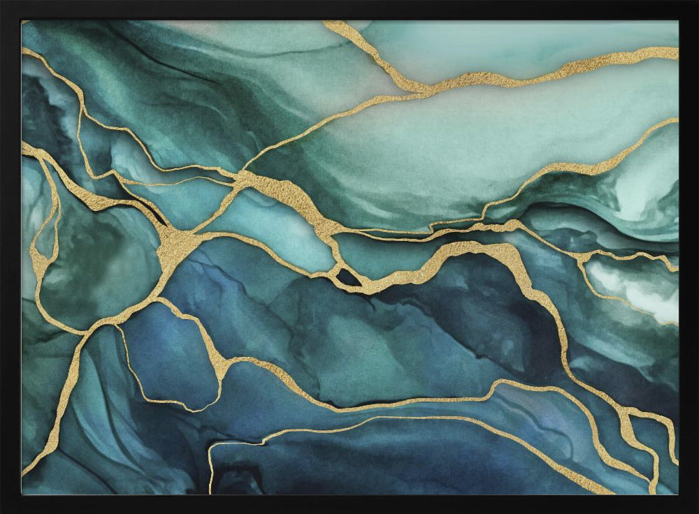 Marble Elegance Teal Gold | Poster