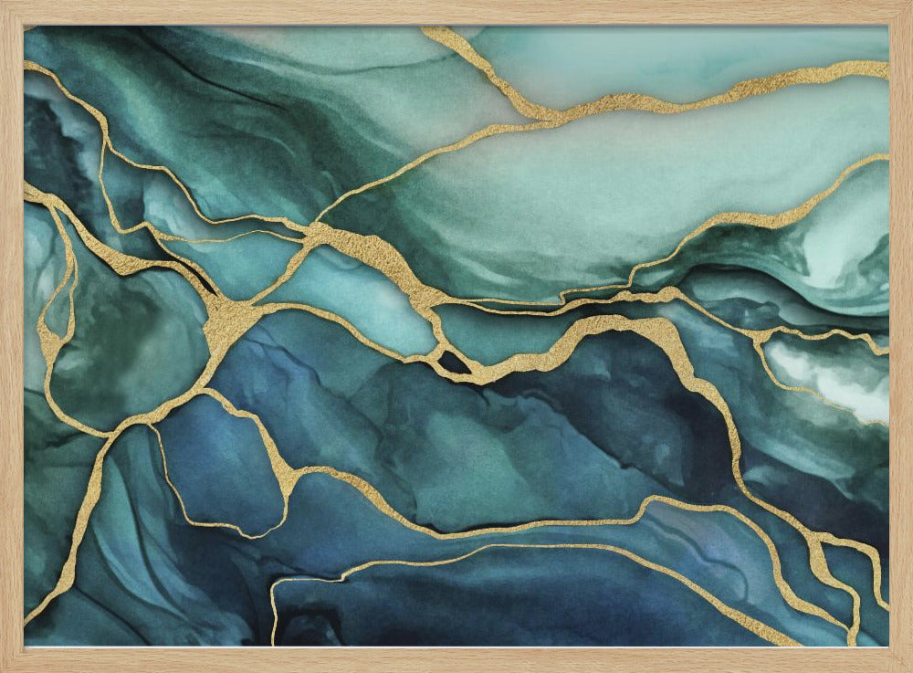 Marble Elegance Teal Gold | Poster