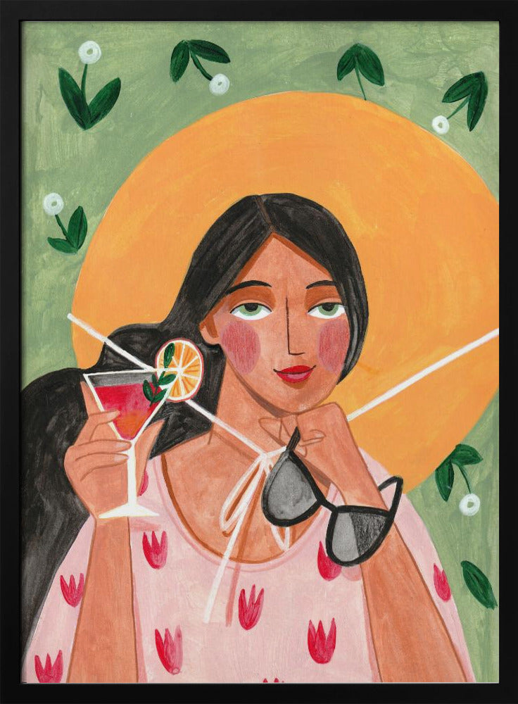 Abstract Modern Bohemian Woman with Cocktail | Poster