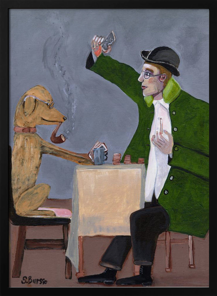 Humour Card Game with Dog Vintage | Poster