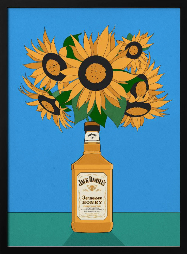 Sunflowers in Honey Whiskey Retro Illustration | Poster