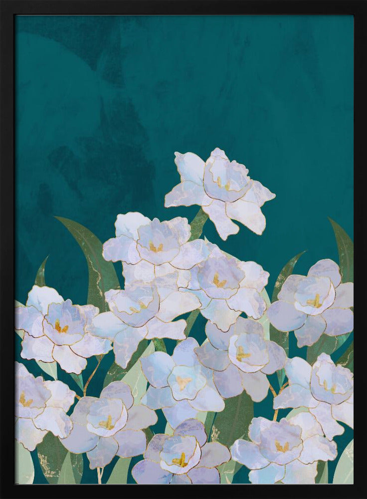 Narcissuss Flowers Turquouise | Poster