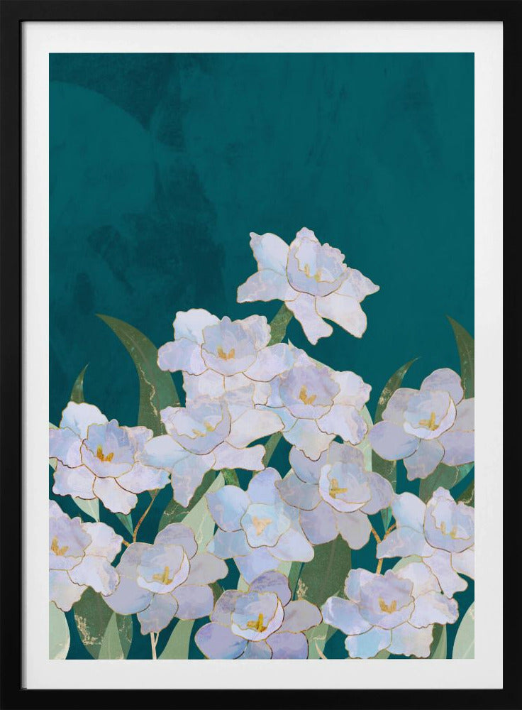 Narcissuss Flowers Turquouise | Poster