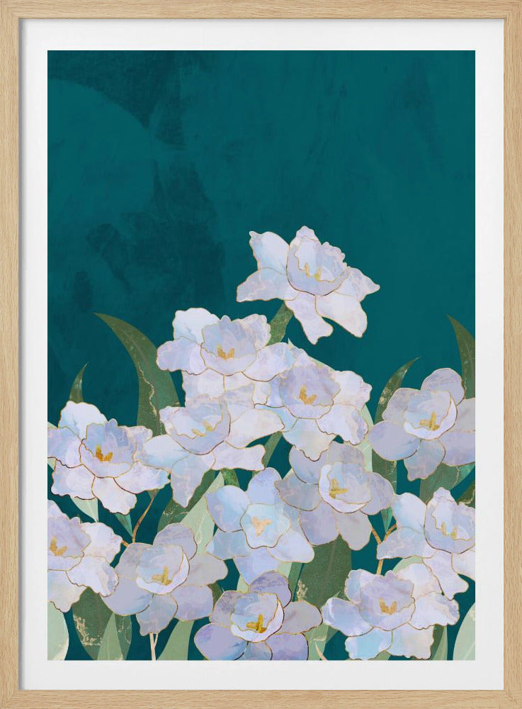 Narcissuss Flowers Turquouise | Poster
