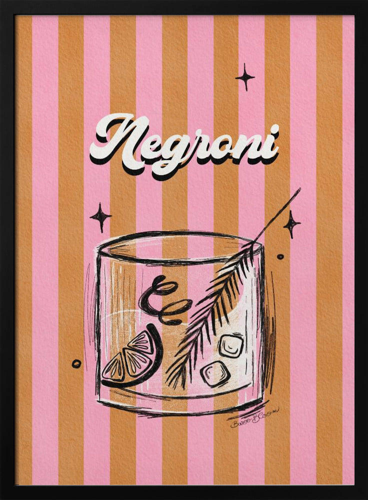 Negroni Drink on Stripes | Poster