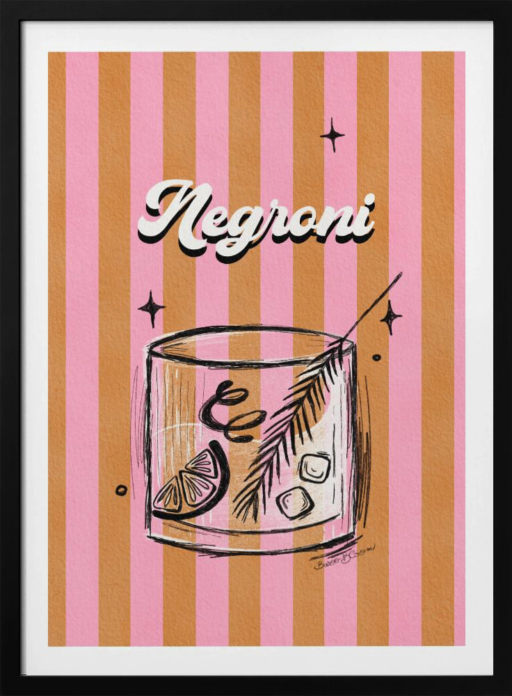 Negroni Drink on Stripes | Poster