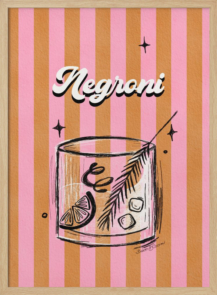 Negroni Drink on Stripes | Poster