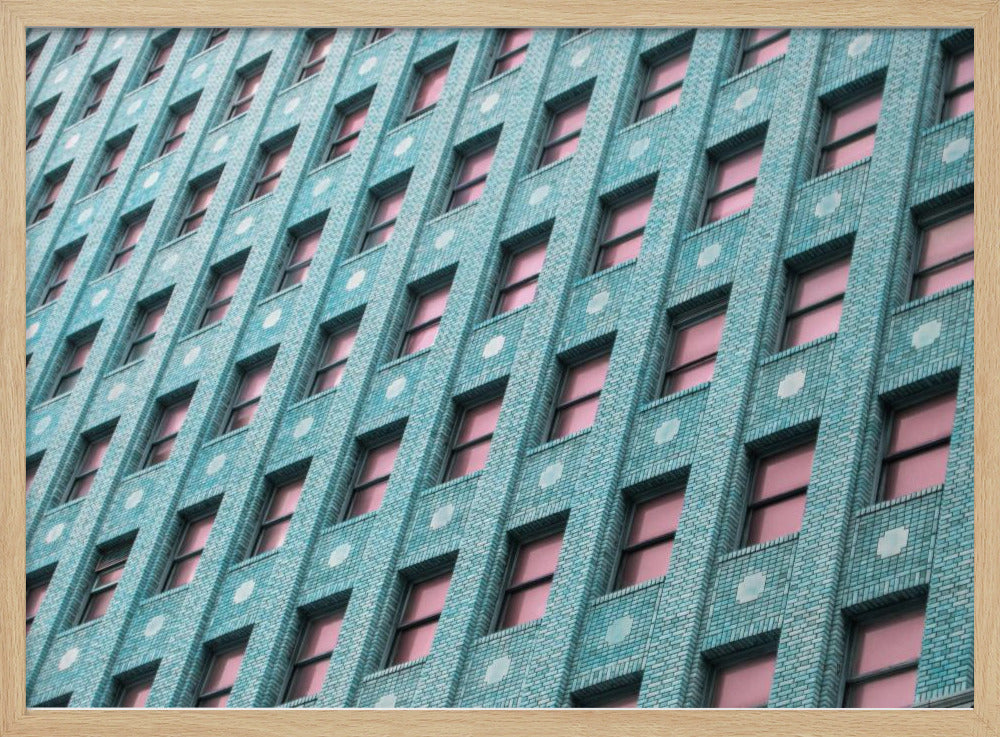 Brick Building with Pink Windows | Poster