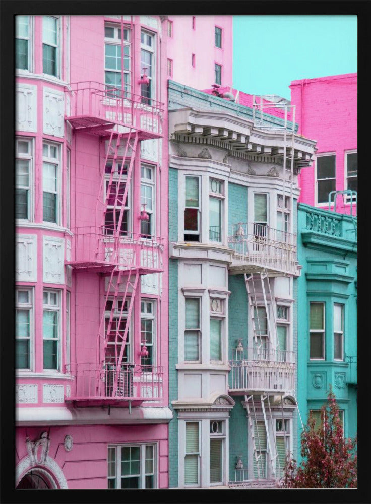 Pink and Blue Row Houses in San Francisco | Poster