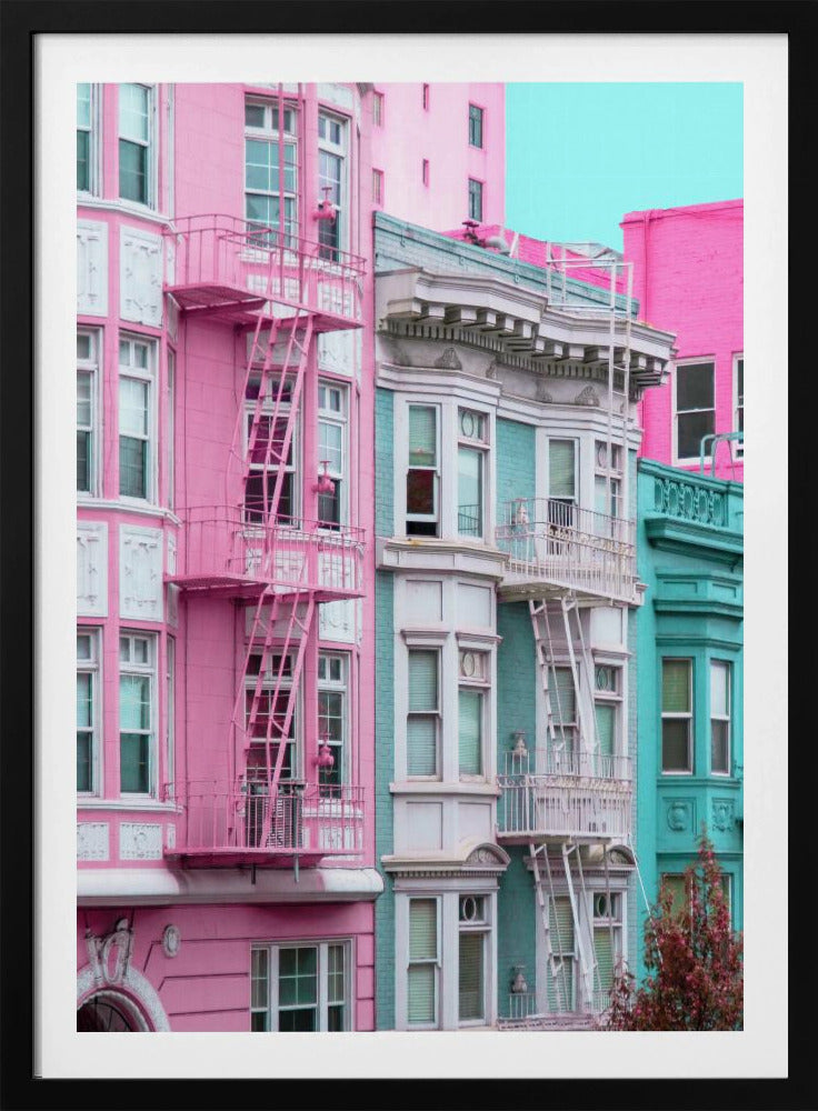 Pink and Blue Row Houses in San Francisco | Poster