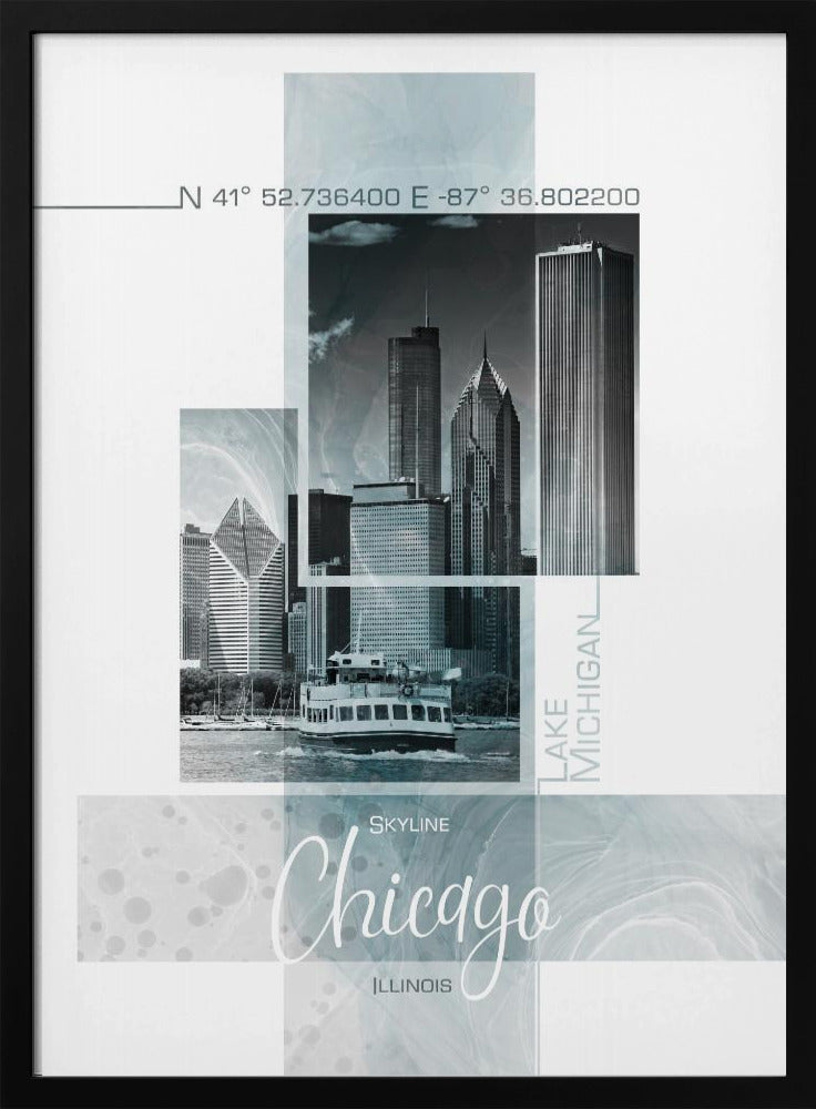 Poster Art CHICAGO Skyline | turquoise marble | Poster