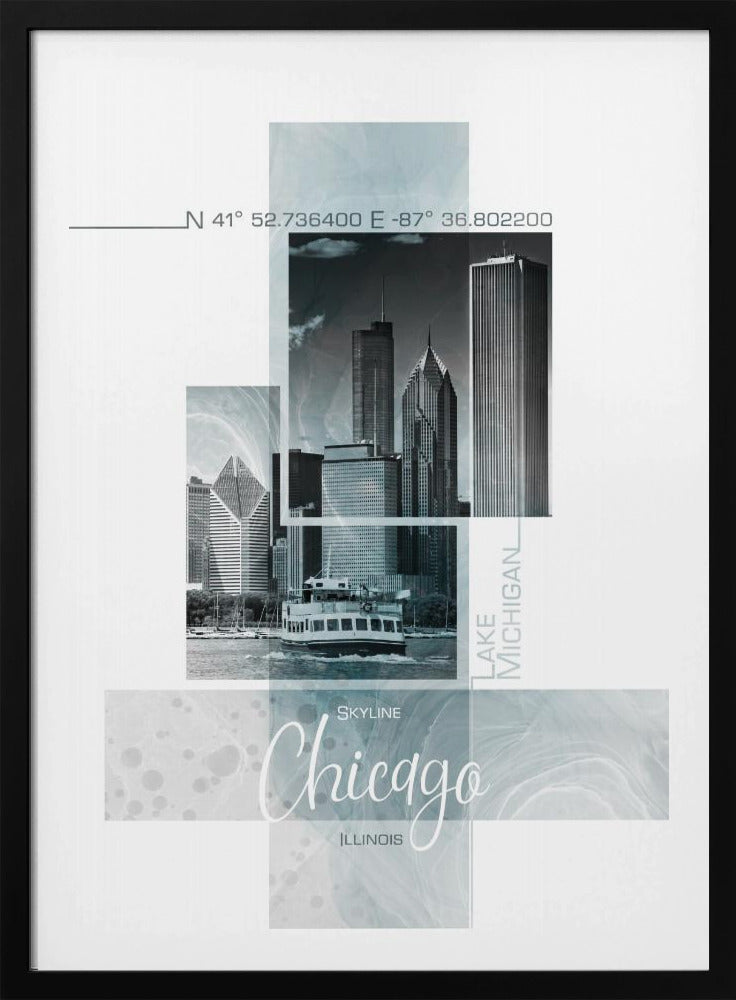 Poster Art CHICAGO Skyline | turquoise marble | Poster