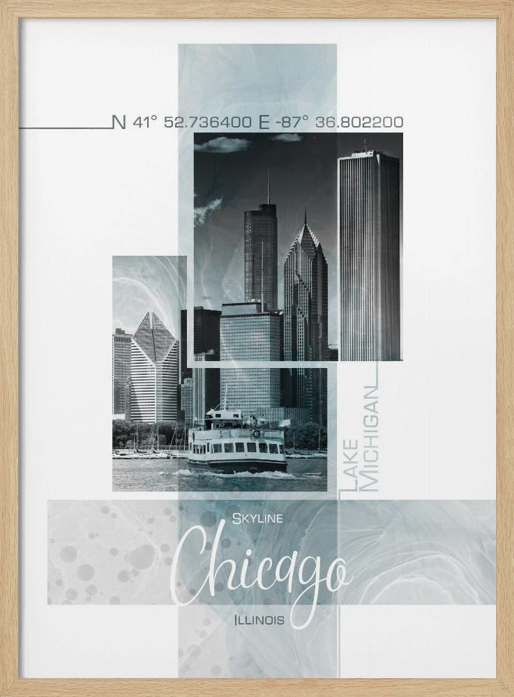 Poster Art CHICAGO Skyline | turquoise marble | Poster