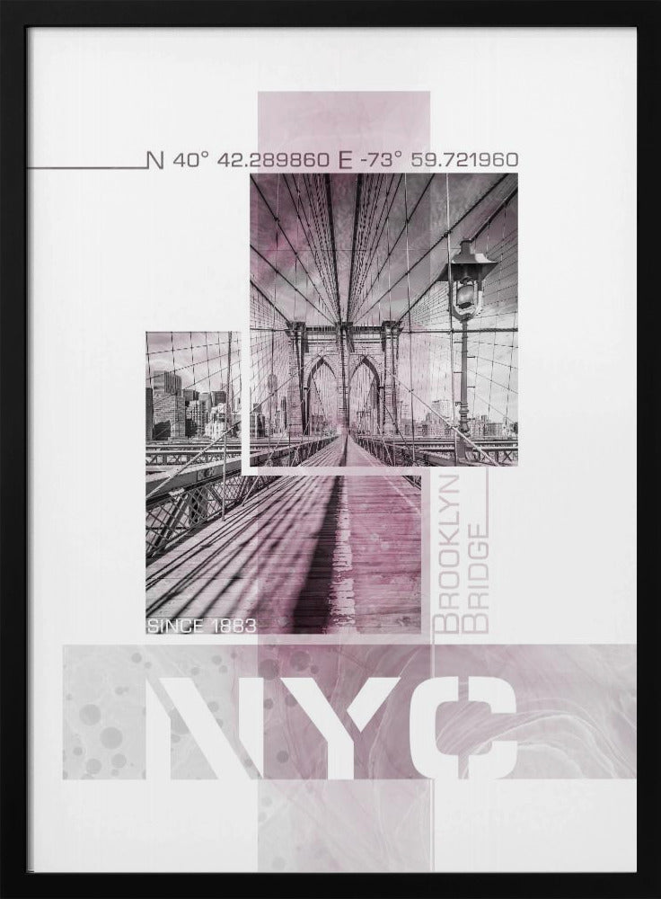 Poster Art NYC Brooklyn Bridge | pink marble | Poster