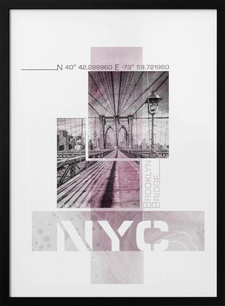 Poster Art NYC Brooklyn Bridge | pink marble | Poster