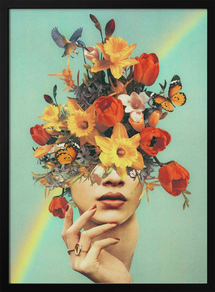 Baby&#039;s in bloom - Rainbow, flowers, birds &amp; butterflies | Poster