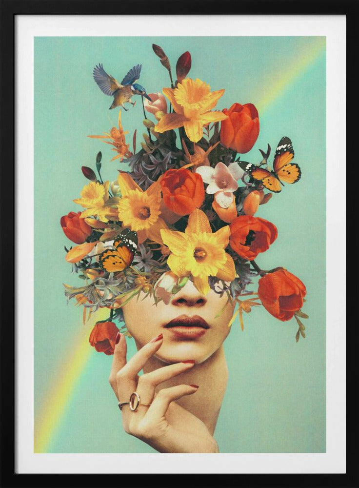 Baby&#039;s in bloom - Rainbow, flowers, birds &amp; butterflies | Poster
