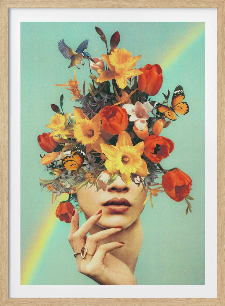 Baby&#039;s in bloom - Rainbow, flowers, birds &amp; butterflies | Poster