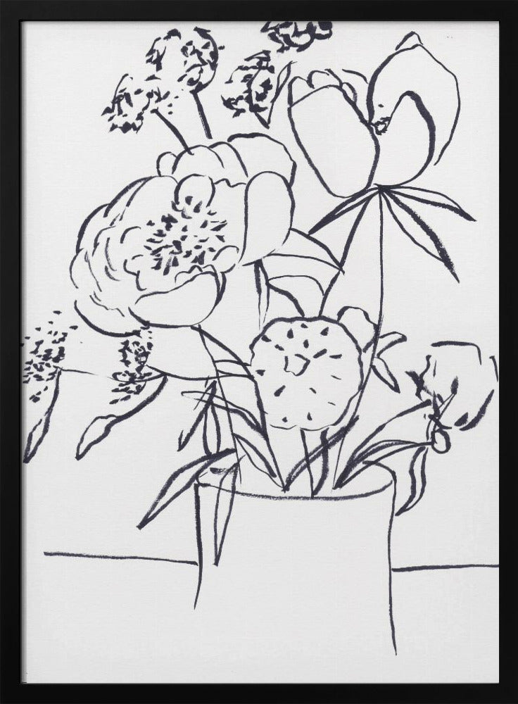 Black and White Floral Large | Poster