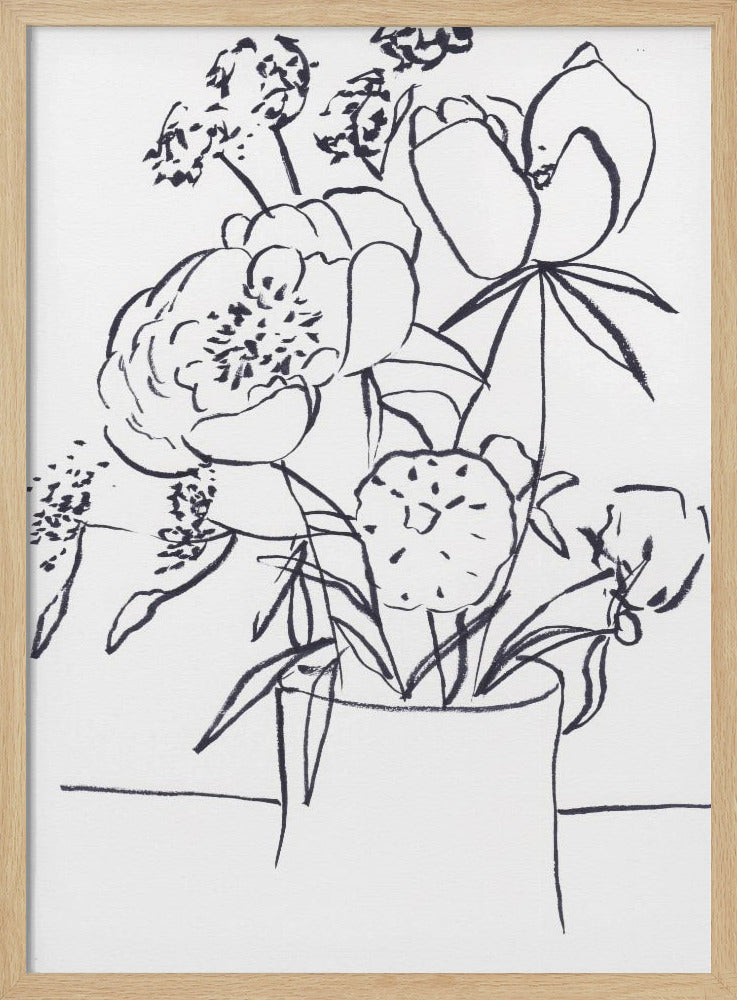 Black and White Floral Large | Poster