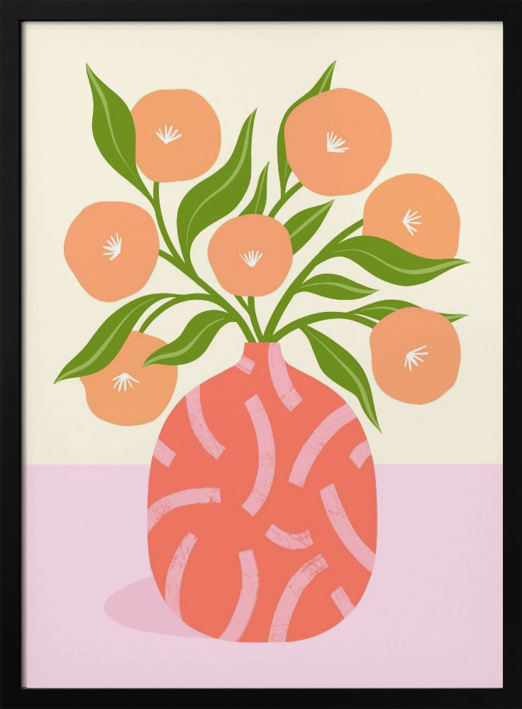 Flowers in Coral Vase | Poster
