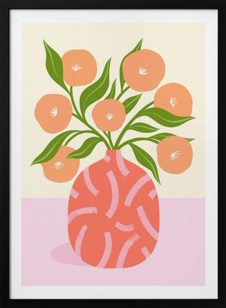 Flowers in Coral Vase | Poster