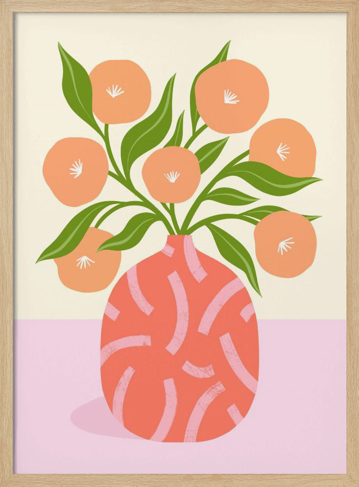 Flowers in Coral Vase | Poster