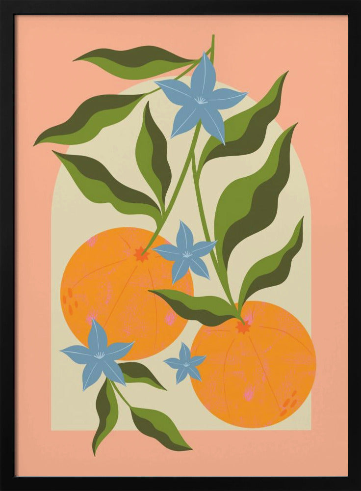 Orange Branch with Flowers | Poster