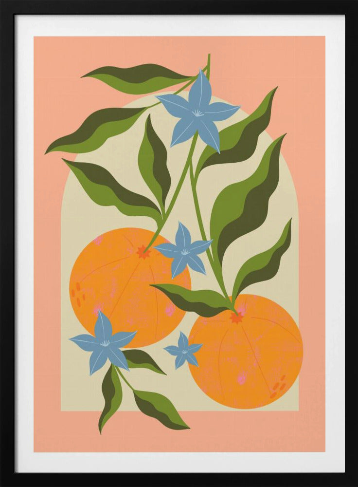 Orange Branch with Flowers | Poster
